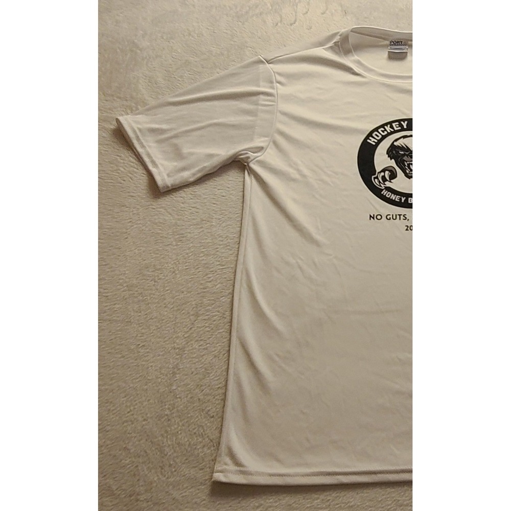 Port & Company Hockey Locker Honey Badgers Performance Men's T-Shirt White Small - Picture 9 of 12